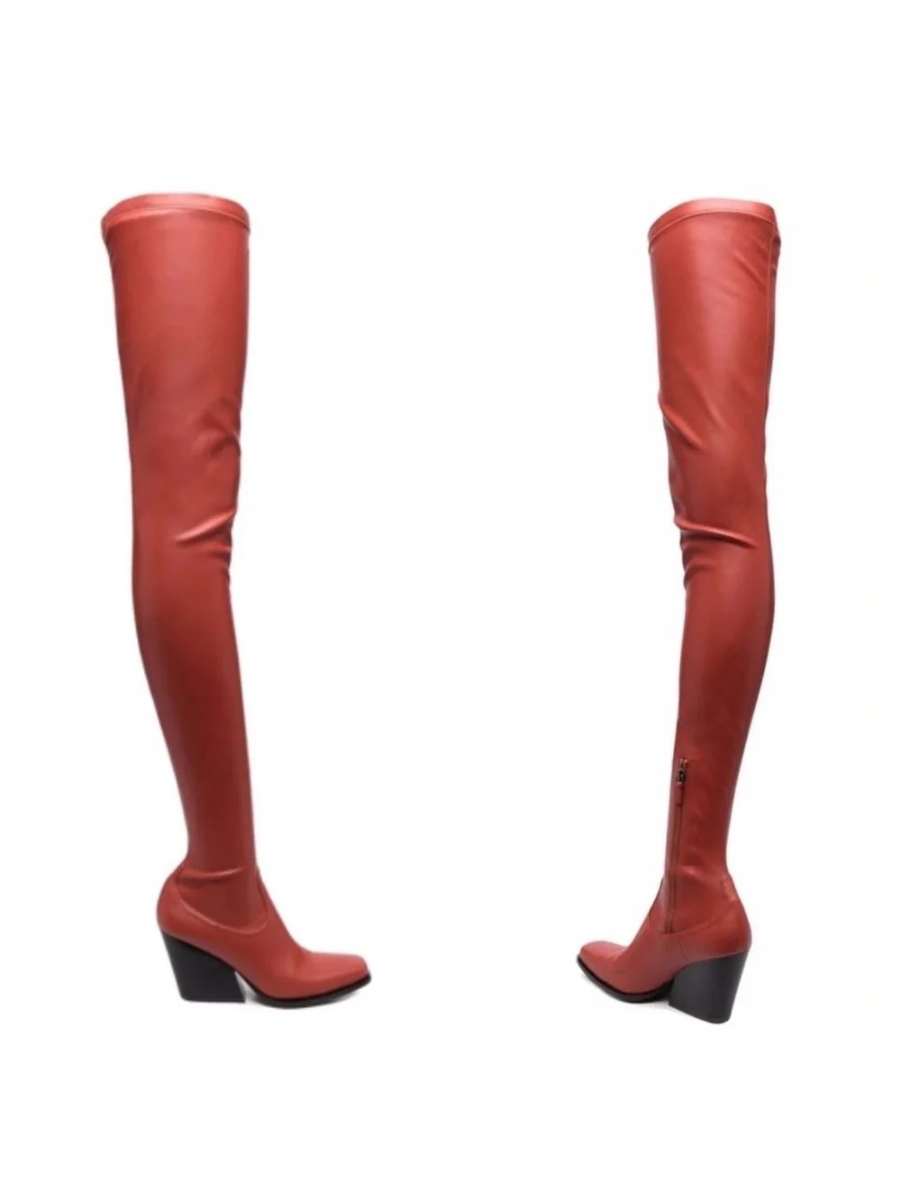 Stella McCartney Red Over Knee Boots Western Stretch Vegan Size 6 NWOB 🟠